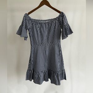 Lucy Paris Gingham Check Off Shoulder Mini Dress